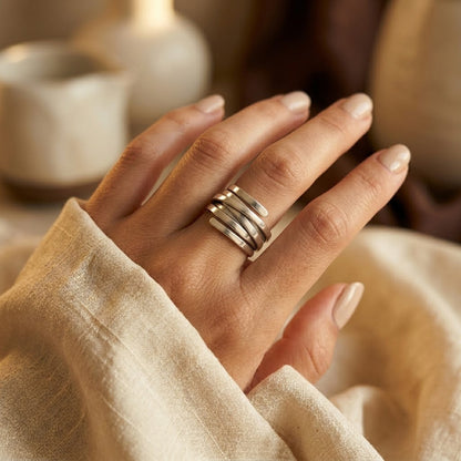 Silver Multi Band Wrap Ring