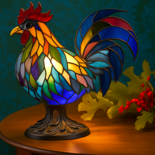 Colorful Glass Rooster Lamp