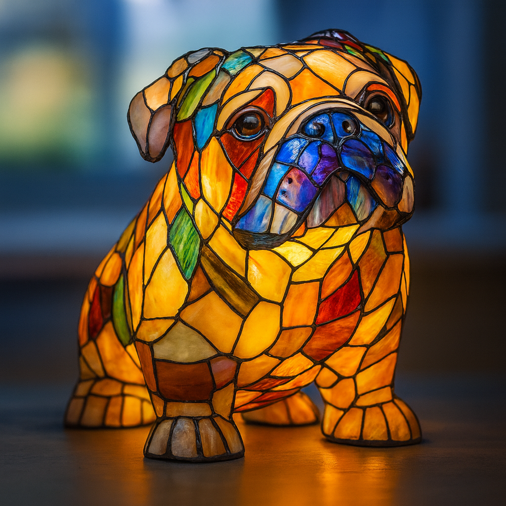 Noiraud Magical Stained Glass Dog Lamp