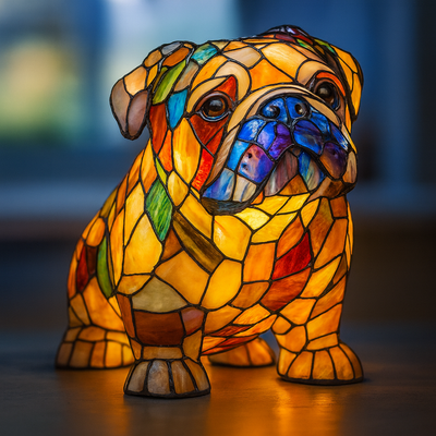 Noiraud – Magical Stained Glass Dog Lamp