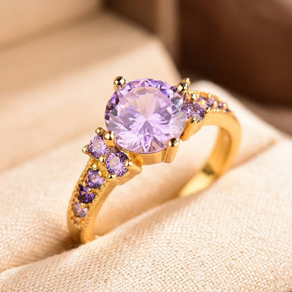 Gold Amethyst Cluster Ring
